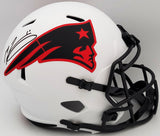 Mac Jones Autographed New England Patriots Lunar Eclipse White Full Size Replica Speed Helmet Beckett BAS QR Stock #202966