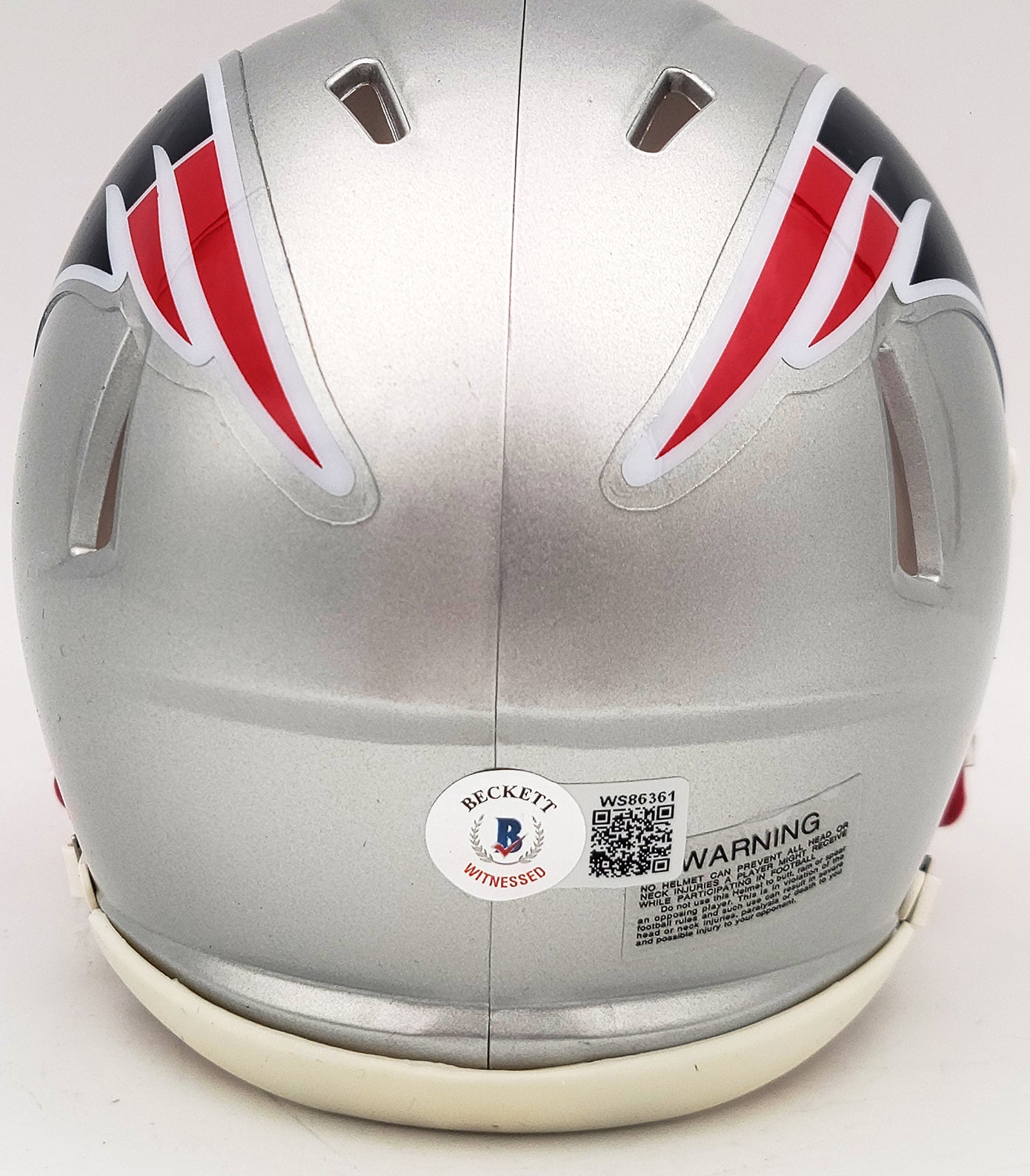 Mac Jones Autographed New England Patriots Silver Speed Mini Helmet Beckett BAS QR Stock #202971