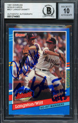 Mark Langston & Mike Witt Autographed 1991 Donruss Card #BC-1 California Angels Auto Grade Gem Mint 10 Beckett BAS #12744983