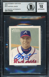 Chipper Jones Autographed 2006 Bowman Heritage Mini Card #16 Atlanta Braves Auto Grade Gem Mint 10 Beckett BAS #12745383