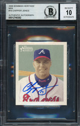 Chipper Jones Autographed 2006 Bowman Heritage Mini Card #16 Atlanta Braves Auto Grade Gem Mint 10 Beckett BAS #12745382