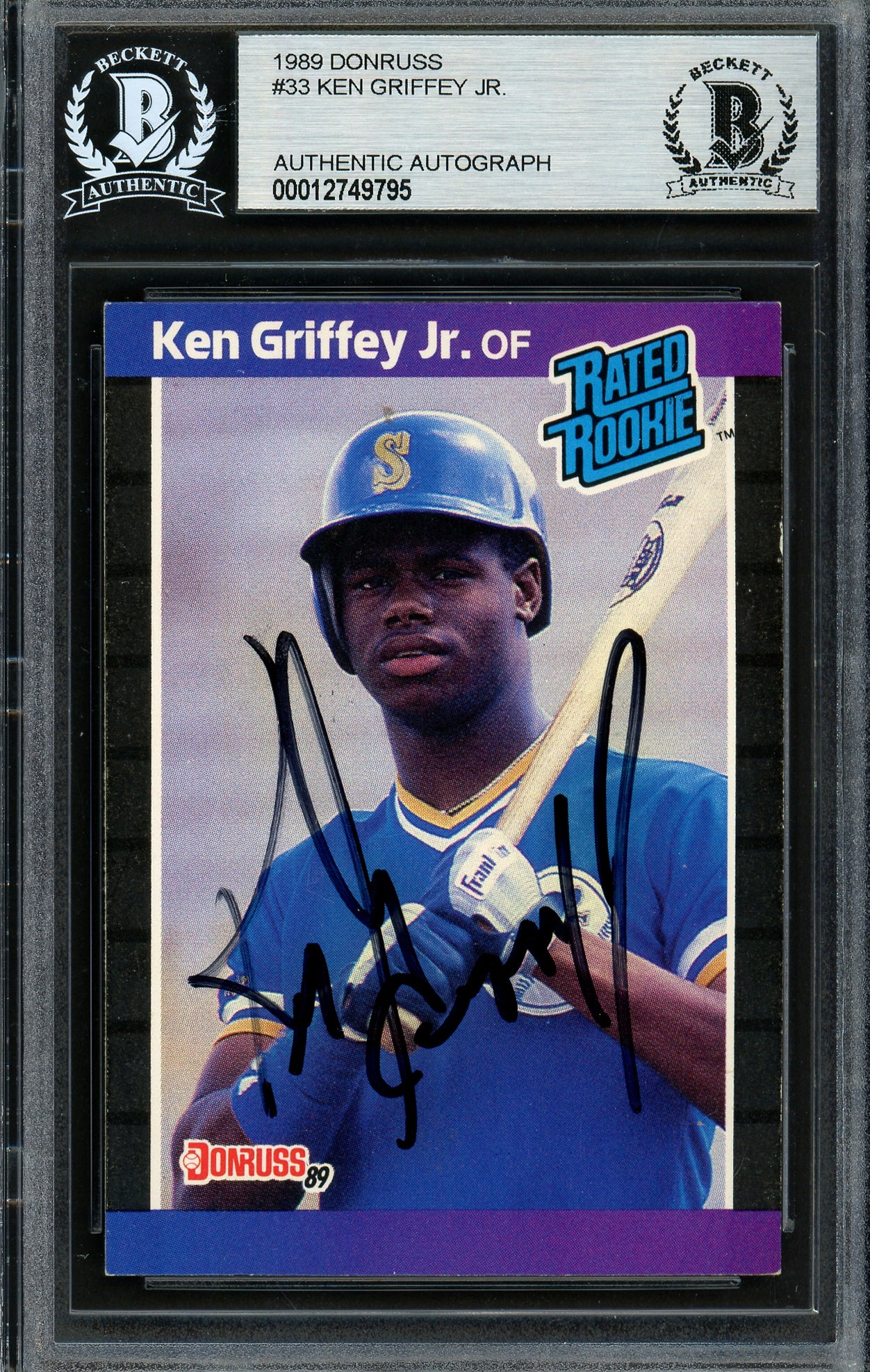 Ken Griffey Jr. Autographed 1989 Donruss Rookie Card #33 Seattle Mariners Rookie Vintage Signature Beckett BAS #12749795