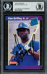 Ken Griffey Jr. Autographed 1989 Donruss Rookie Card #33 Seattle Mariners Rookie Vintage Signature Beckett BAS #12749795