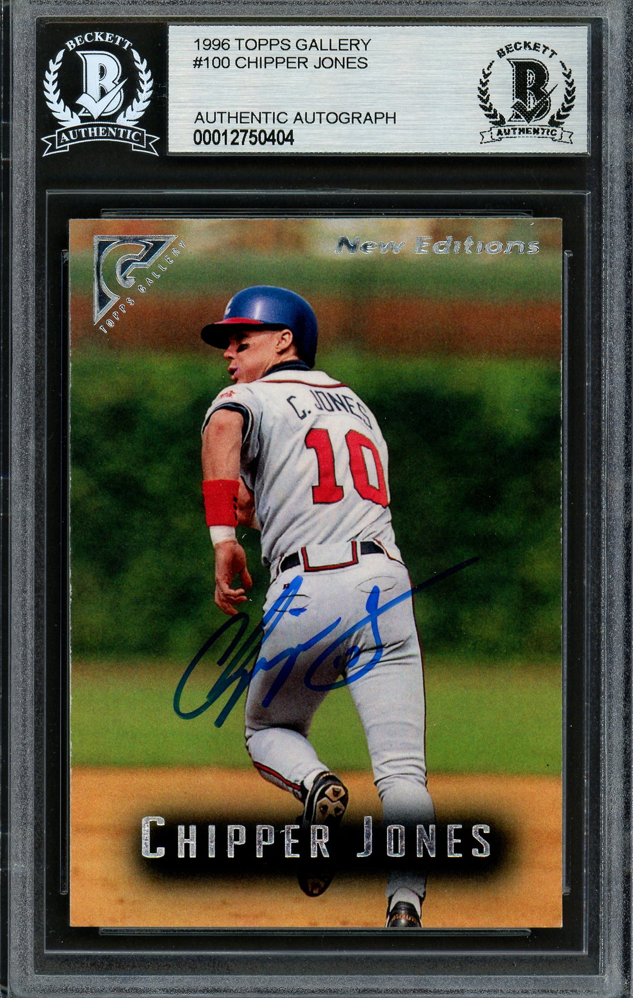 Chipper Jones Autographed 1996 Topps Gallery Card #100 Atlanta Braves Beckett BAS #12750404