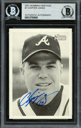 Chipper Jones Autographed 2001 Bowman Heritage Card #1 Atlanta Braves Beckett BAS #12750505