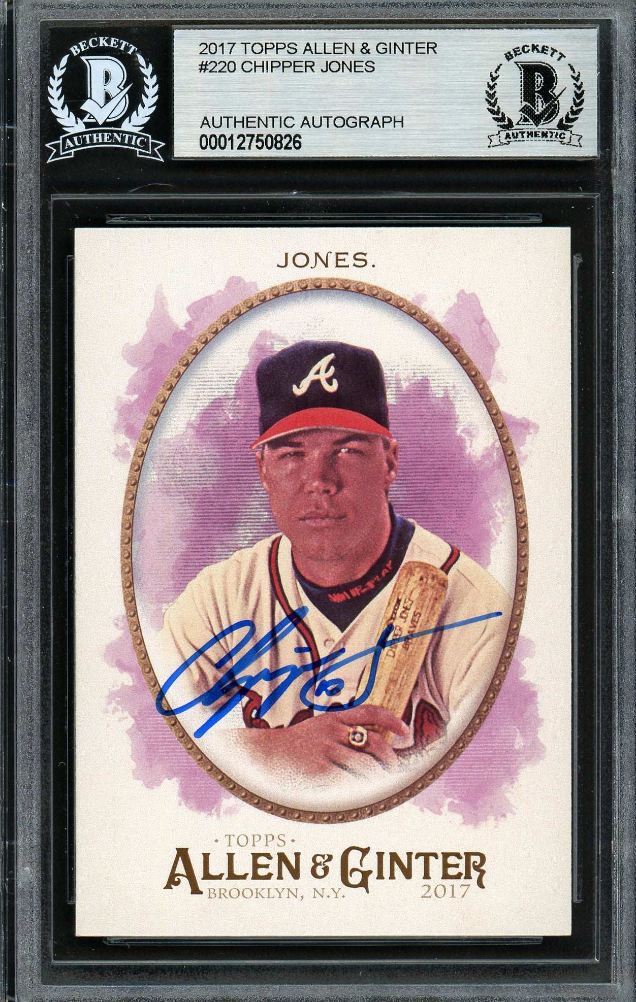 Chipper Jones Autographed 2017 Topps Allen & Ginter Card #220 Atlanta Braves Beckett BAS #12750826