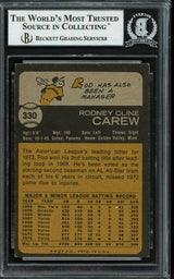 Rod Carew Autographed 1973 Topps Card #330 Minnesota Twins Beckett BAS #12753530