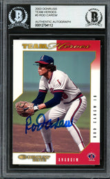 Rod Carew Autographed 2002 Donruss Team Heroes Card #3 California Angels Beckett BAS #12754112