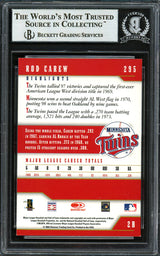 Rod Carew Autographed 2002 Donruss Team Heroes Card #295 Minnesota Twins Beckett BAS #12754114