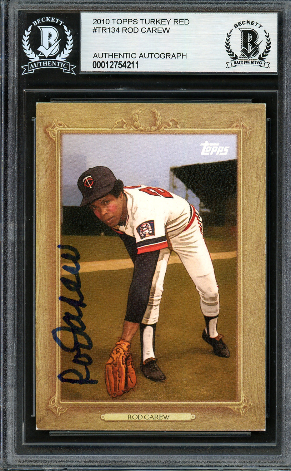 Rod Carew Autographed 2010 Topps Turkey Red Card #TR134 Minnesota Twins Beckett BAS #12754211