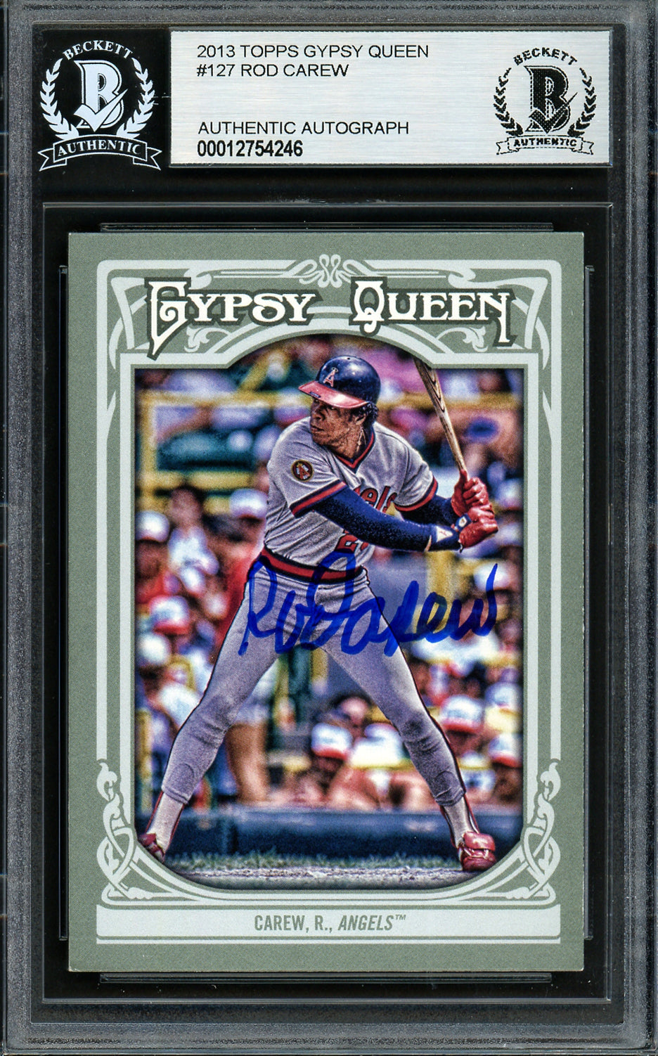 Rod Carew Autographed 2013 Topps Gypsy Queen Card #127 California Angels Beckett BAS #12754246