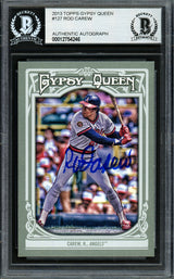Rod Carew Autographed 2013 Topps Gypsy Queen Card #127 California Angels Beckett BAS #12754246