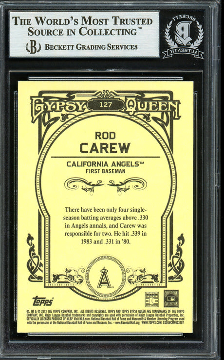 Rod Carew Autographed 2013 Topps Gypsy Queen Card #127 California Angels Beckett BAS #12754246