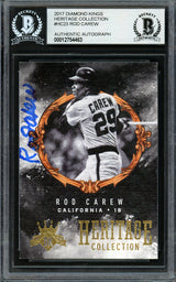 Rod Carew Autographed 2017 Panini Diamond Kings Heritage Collection Card #HC-23 California Angels Beckett BAS #12754463