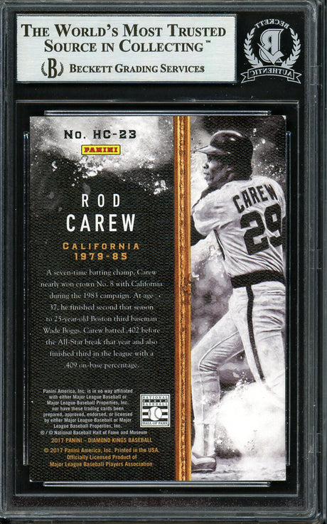 Rod Carew Autographed 2017 Panini Diamond Kings Heritage Collection Card #HC-23 California Angels Beckett BAS #12754463