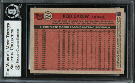 Rod Carew Autographed 2018 Topps Archives Card #254 California Angels Beckett BAS Stock #193404
