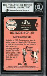 Rod Carew Autographed 2018 Topps Heritage Flashbacks Card #BF-RCA Minnesota Twins Beckett BAS #12754502
