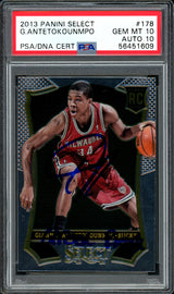 Giannis Antetokounmpo Autographed 2013 Panini Select Rookie Card #178 Milwaukee Bucks PSA 10 Auto Grade Gem Mint 10 "Greek Freak" PSA/DNA #56451609
