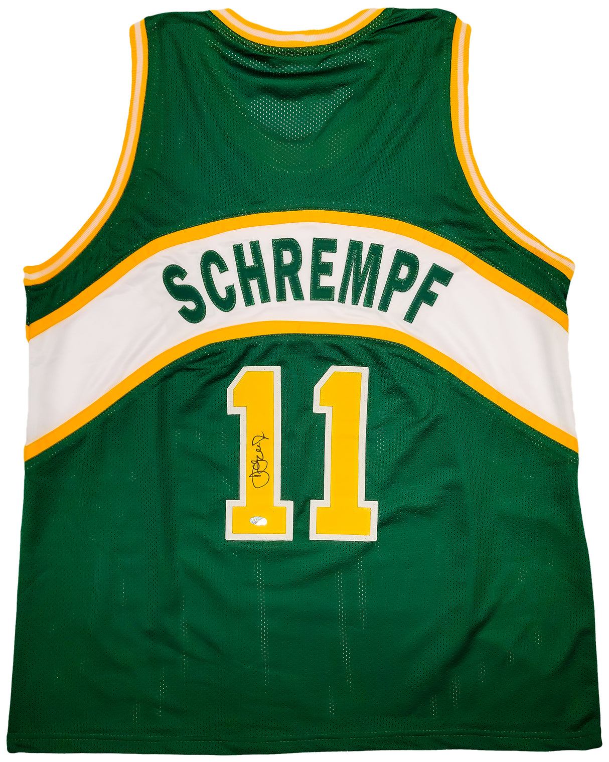 Seattle Supersonics Detlef Schrempf Autographed Green Jersey MCS Holo Stock #202421