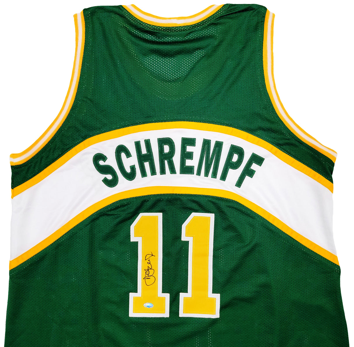 Seattle Supersonics Detlef Schrempf Autographed Green Jersey MCS Holo Stock #202421