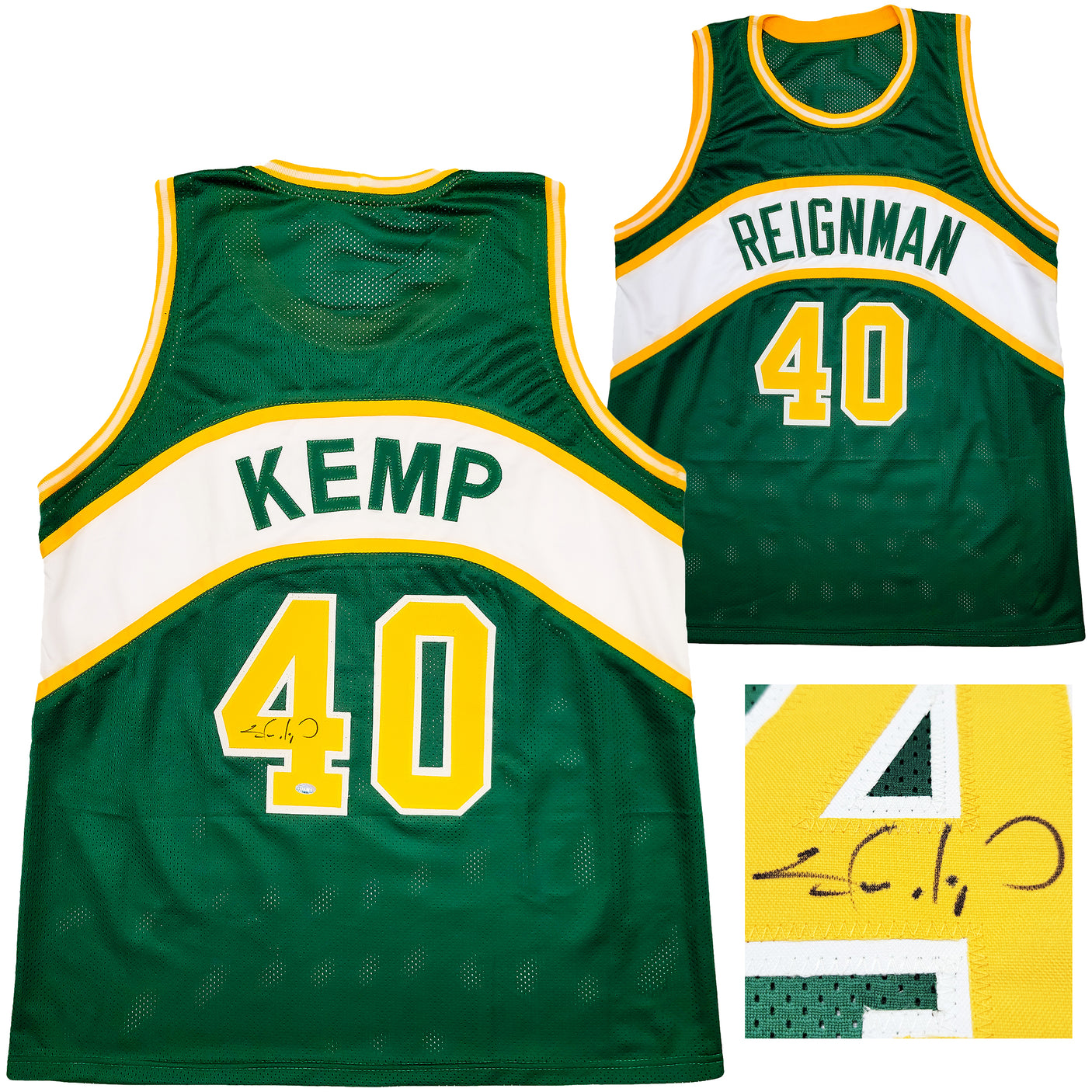 Seattle Supersonics Shawn Kemp Autographed Green Jersey MCS Holo Stock #202427