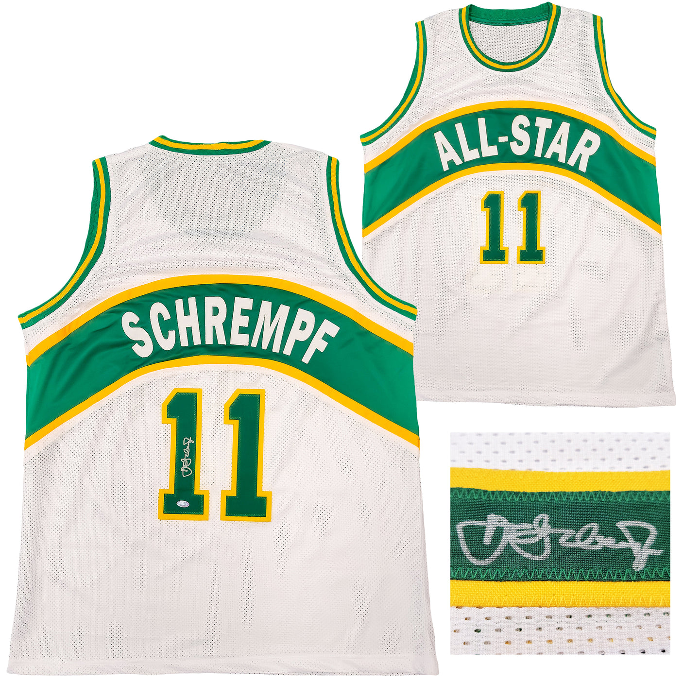 Seattle Supersonics Detlef Schrempf Autographed White Jersey MCS Holo Stock #202422