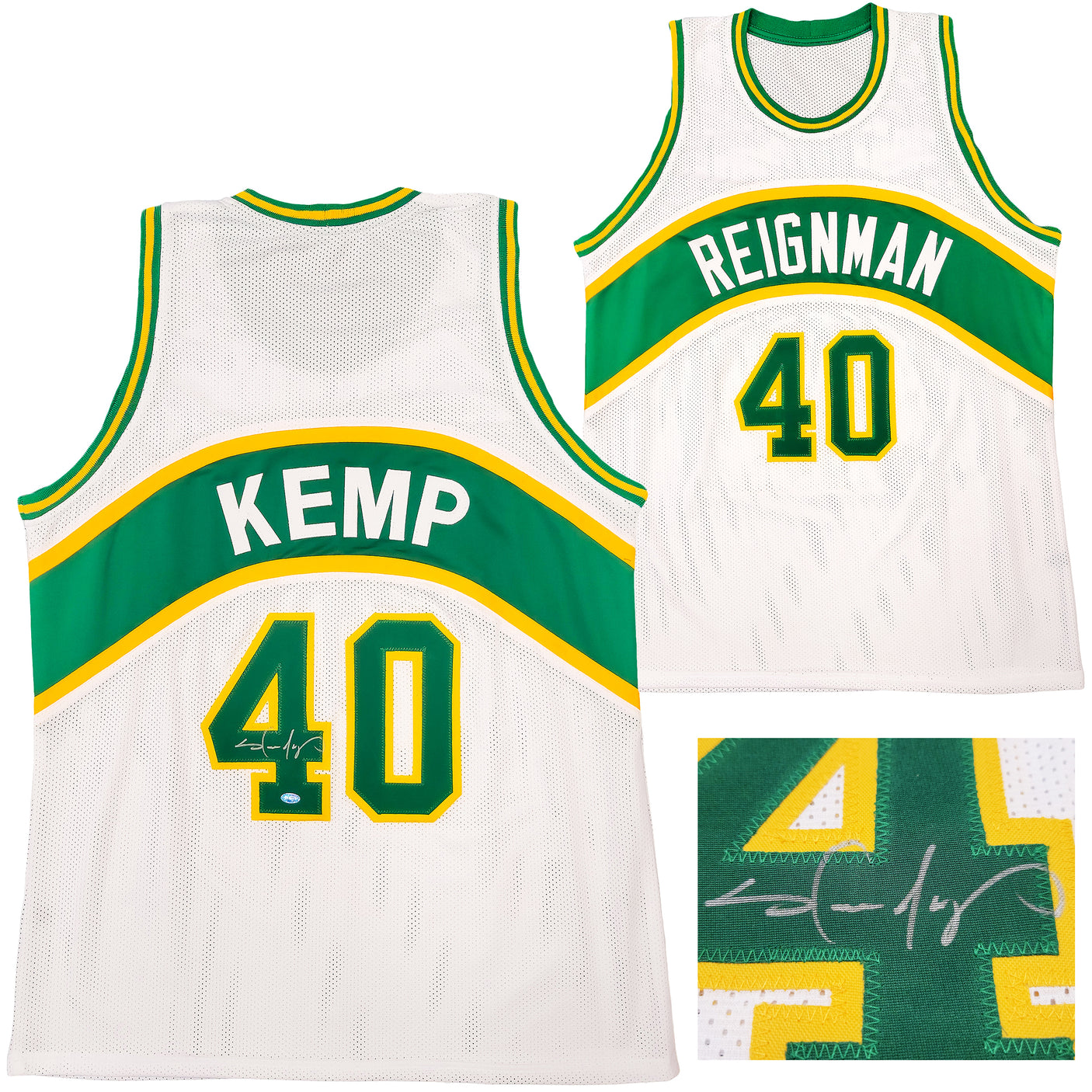 Seattle Supersonics Shawn Kemp Autographed White Jersey MCS Holo Stock #202426