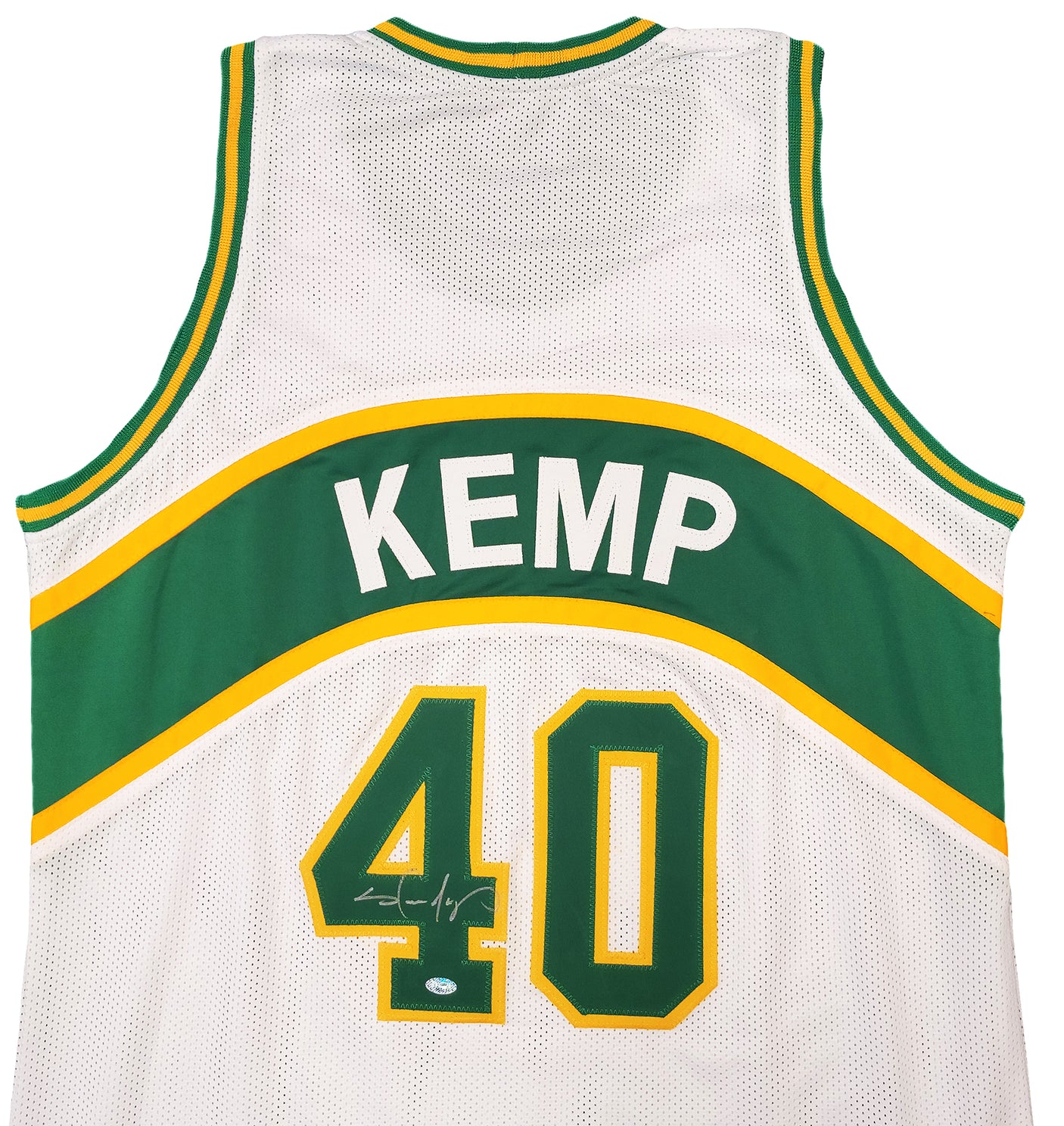 Seattle Supersonics Shawn Kemp Autographed White Jersey MCS Holo Stock #202426