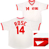 Cincinnati Reds Pete Rose Autographed White Jersey JSA Stock #202353