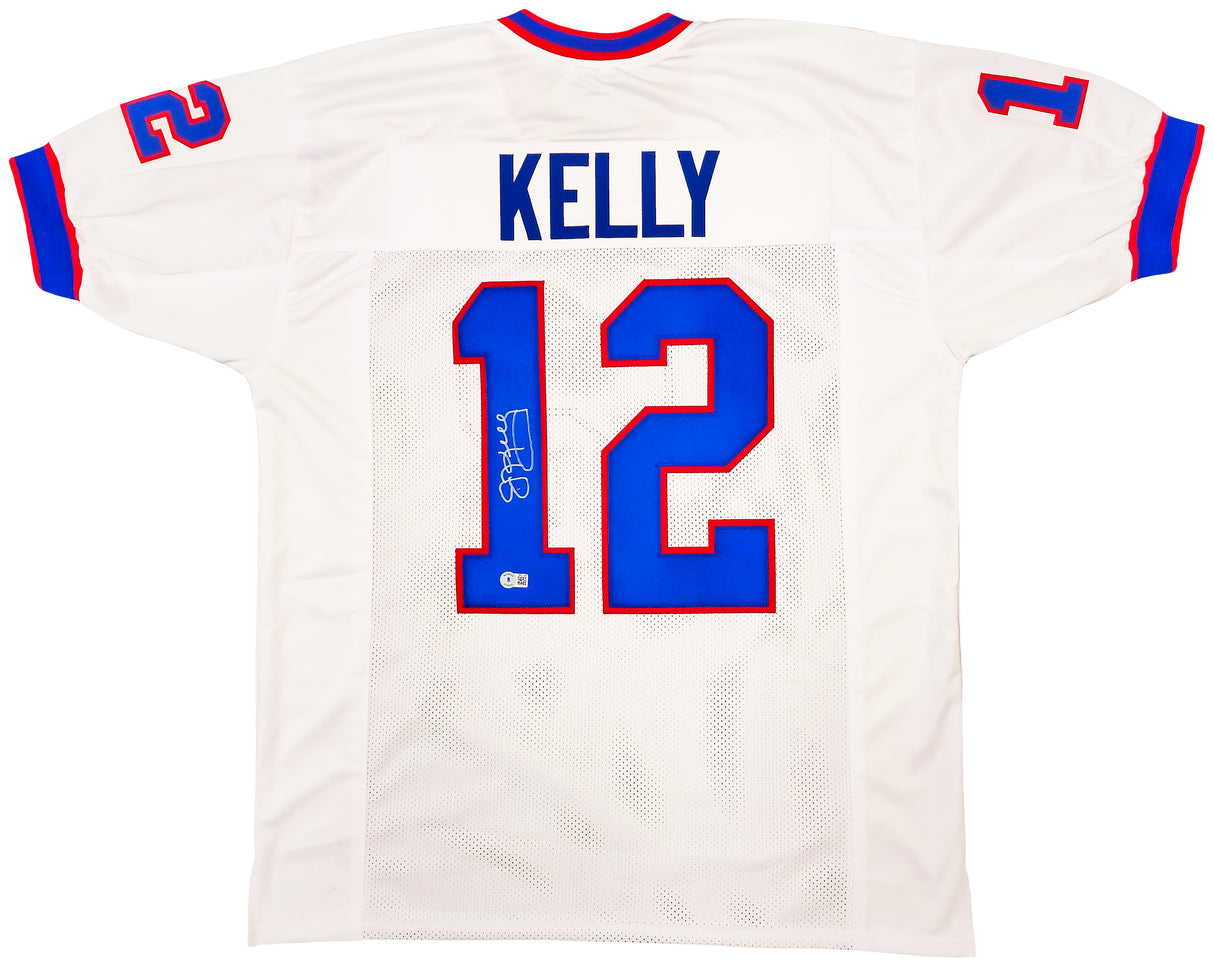 Buffalo Bills Jim Kelly Autographed White Jersey Beckett BAS QR Stock #202979