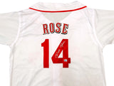 Cincinnati Reds Pete Rose Autographed White Jersey PR Holo Stock #202356