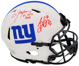 Lawrence Taylor & Saquon Barkley Autographed New York Giants Lunar Eclipse White Full Size Authentic Speed Helmet "NFL ROY" Beckett BAS QR Stock #202990