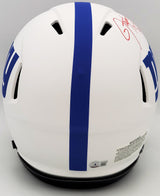 Lawrence Taylor & Saquon Barkley Autographed New York Giants Lunar Eclipse White Full Size Authentic Speed Helmet "NFL ROY" Beckett BAS QR Stock #202990