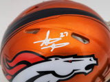 Steve Atwater Autographed Denver Broncos Flash Orange Speed Mini Helmet Beckett BAS QR Stock #203001
