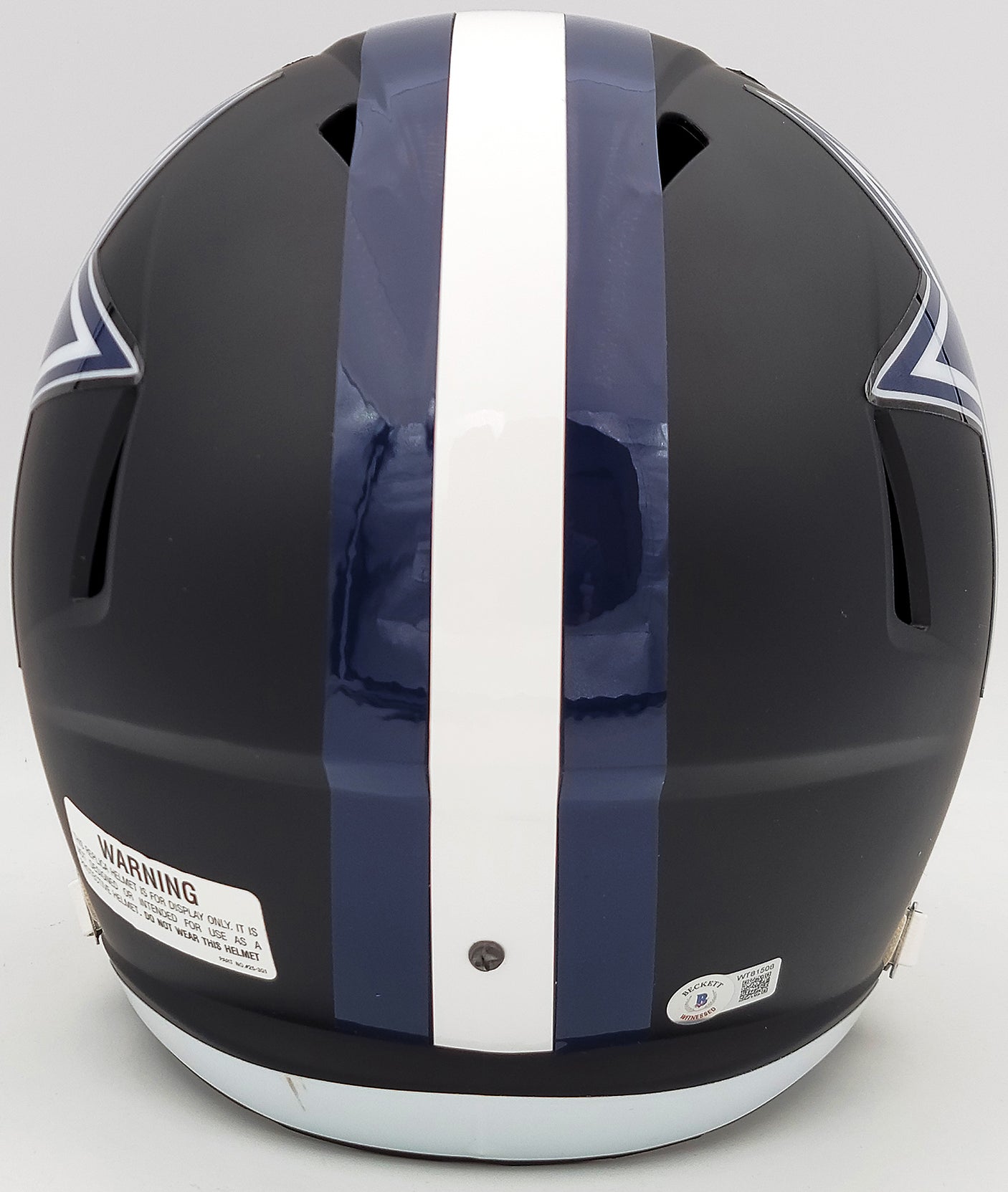 Ezekiel Elliott Autographed Dallas Cowboys Flat Matte Black Full Size Replica Speed Helmet Beckett BAS QR Stock #203005