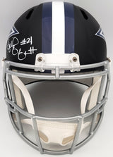 Ezekiel Elliott Autographed Dallas Cowboys Flat Matte Black Full Size Replica Speed Helmet Beckett BAS QR Stock #203005