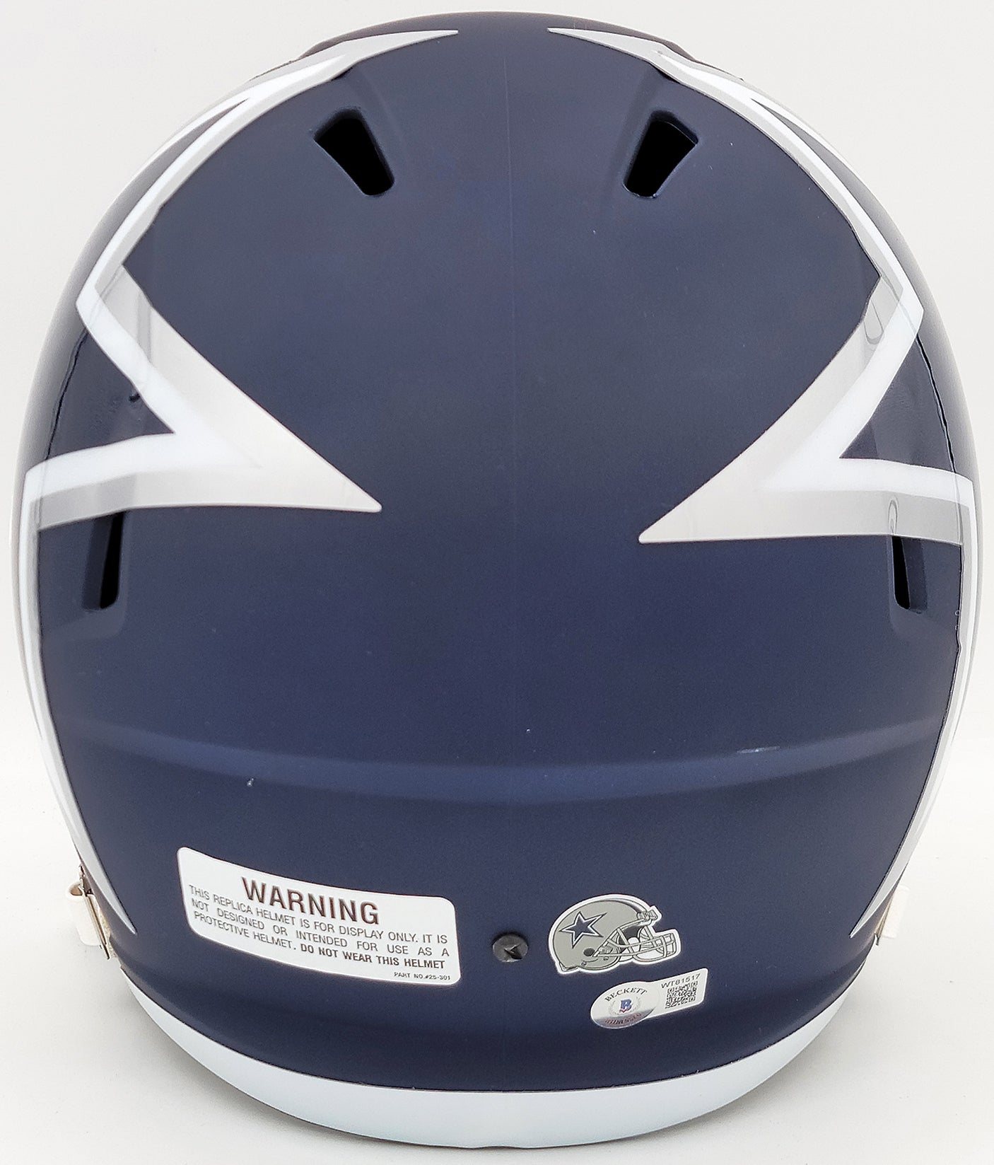 Ezekiel Elliott Autographed Dallas Cowboys AMP Blue Full Size Replica Speed Helmet Beckett BAS QR Stock #203006