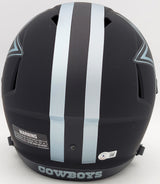 Ezekiel Elliott Autographed Dallas Cowboys Eclipse Black Full Size Replica Speed Helmet Beckett BAS QR Stock #203007