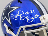 Ezekiel Elliott Autographed Dallas Cowboys Flash Blue Full Size Replica Speed Helmet Beckett BAS QR Stock #203008