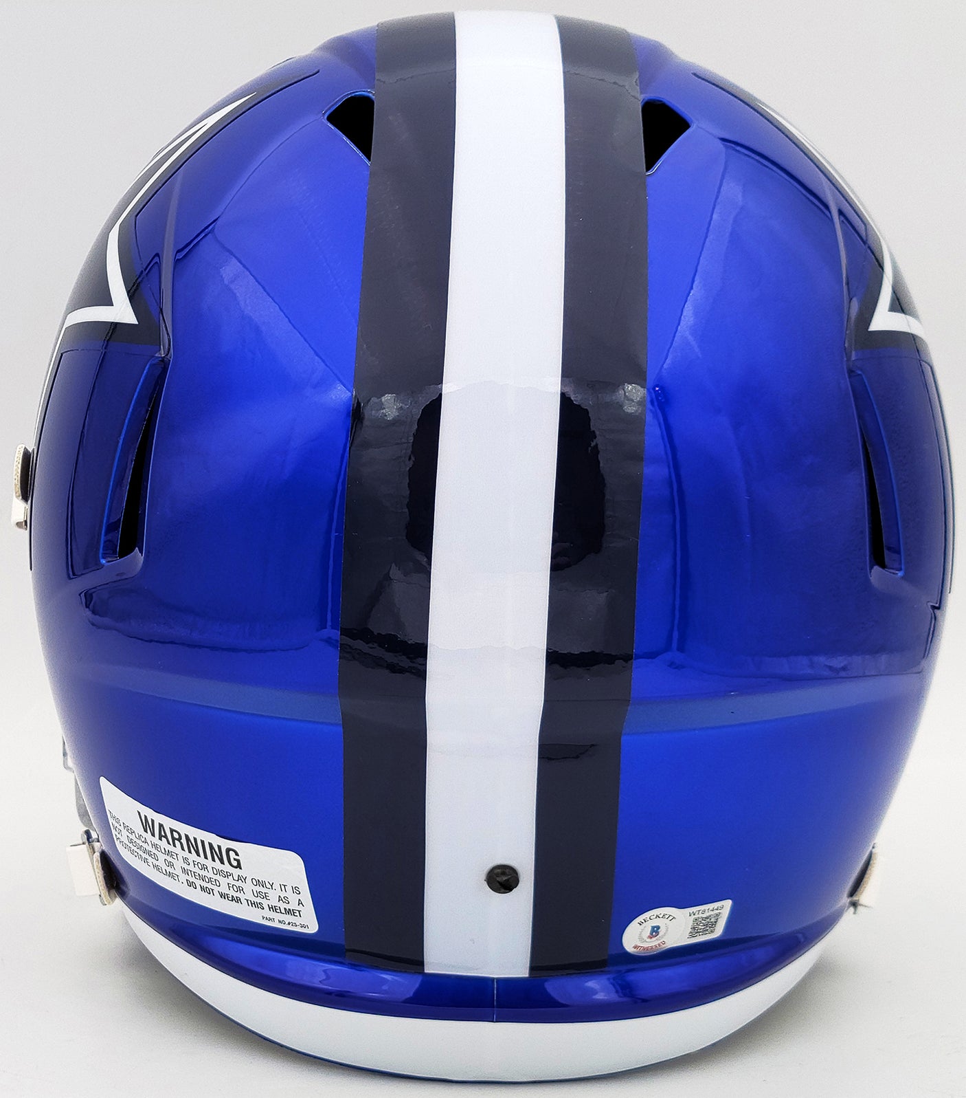 Ezekiel Elliott Autographed Dallas Cowboys Flash Blue Full Size Replica Speed Helmet Beckett BAS QR Stock #203008