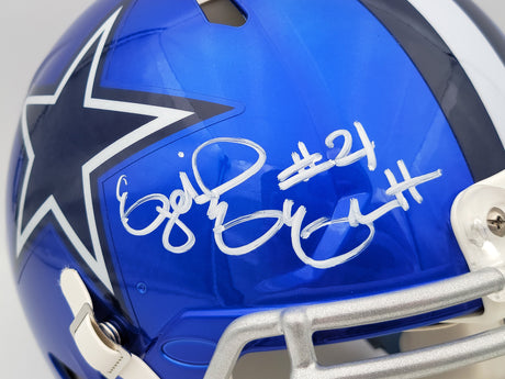 Ezekiel Elliott Autographed Dallas Cowboys Flash Blue Full Size Authentic Speed Helmet Beckett BAS QR Stock #203009