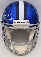 Ezekiel Elliott Autographed Dallas Cowboys Flash Blue Full Size Authentic Speed Helmet Beckett BAS QR Stock #203009