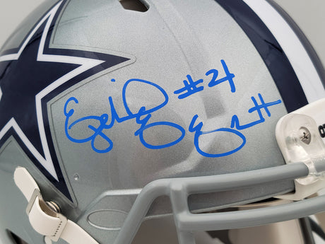 Ezekiel Elliott Autographed Dallas Cowboys Silver Full Size Authentic Speed Helmet Beckett BAS QR Stock #203010