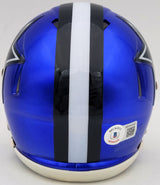 Ezekiel Elliott Autographed Dallas Cowboys Flash Blue Speed Mini Helmet Beckett BAS QR Stock #203011