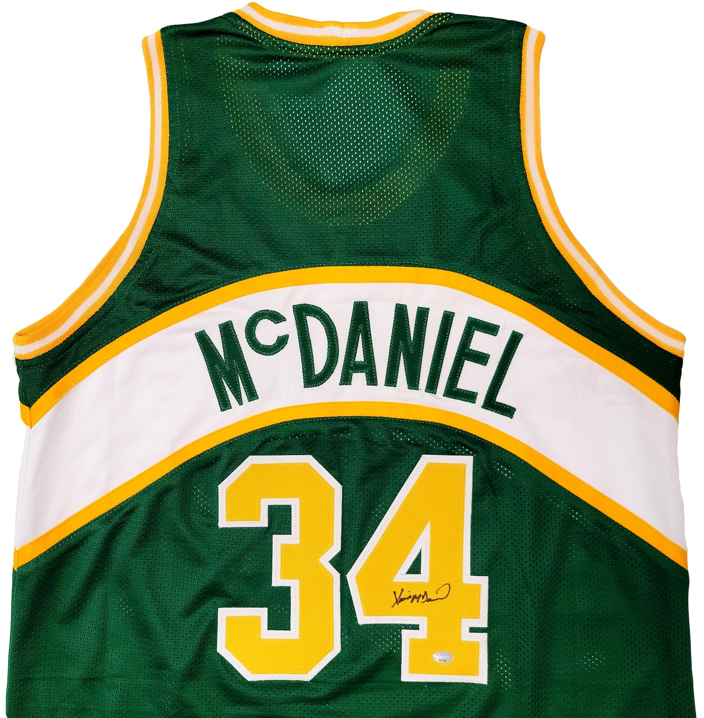 Seattle Supersonics Xavier McDaniel Autographed Green Jersey MCS Holo Stock #202418