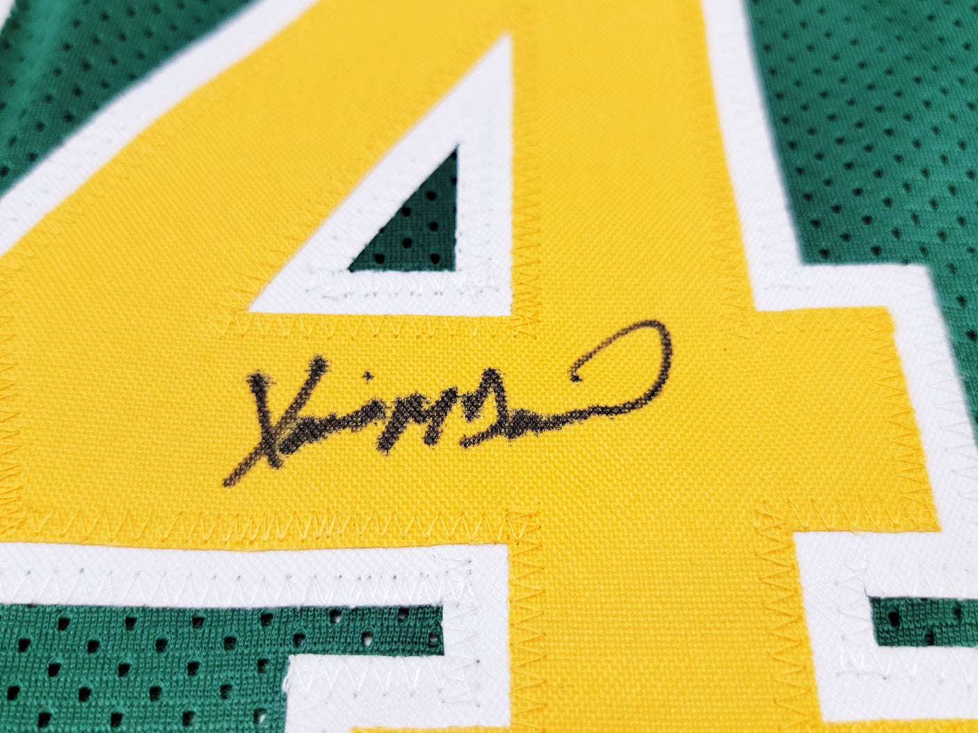 Seattle Supersonics Xavier McDaniel Autographed Green Jersey MCS Holo Stock #202418