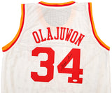 Houston Rockets Hakeem Olajuwon Autographed White Jersey The Dream JSA Stock #202339