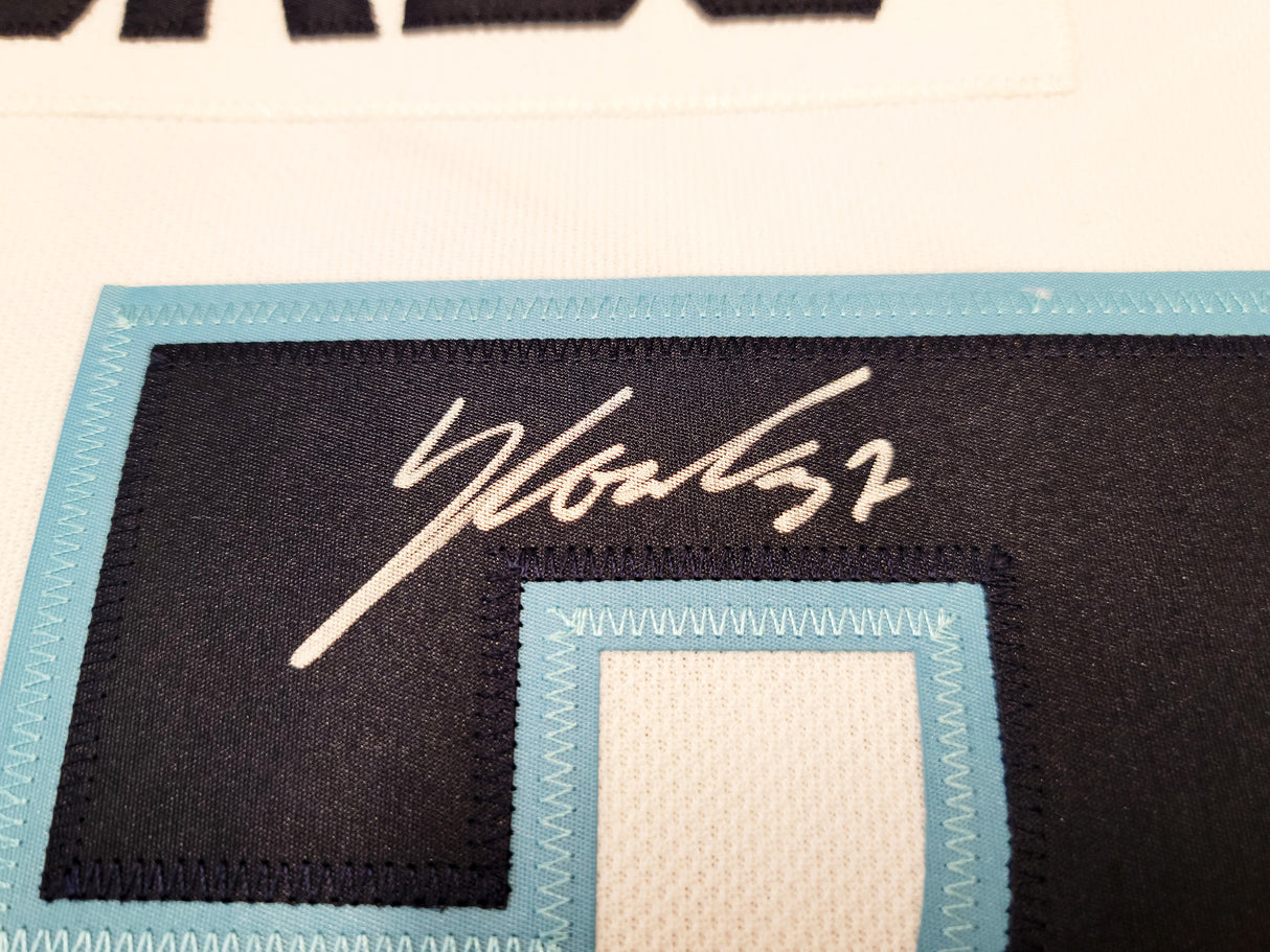 Seattle Kraken Yanni Gourde Autographed White Adidas Authentic Jersey Size 56 Inaugural Season Patch Fanatics Holo Stock #202429