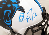 Christian McCaffrey Autographed Carolina Panthers Lunar Eclipse Full Size Speed Replica Helmet (Smudged) Beckett BAS #WH71124