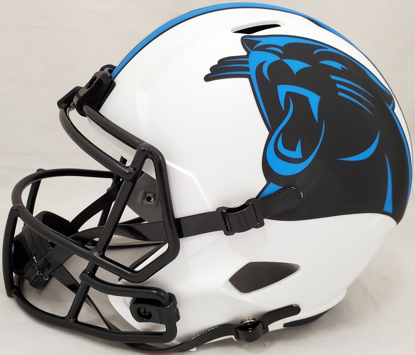 Christian McCaffrey Autographed Carolina Panthers Lunar Eclipse Full Size Speed Replica Helmet (Smudged) Beckett BAS #WH71124
